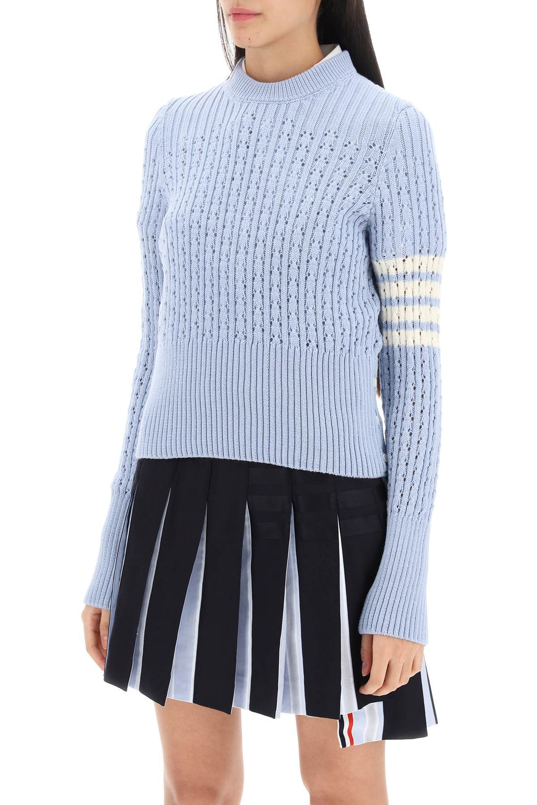 Pointelle Stitch Merino Wool 4 Bar Sweater - Thom Browne - Women