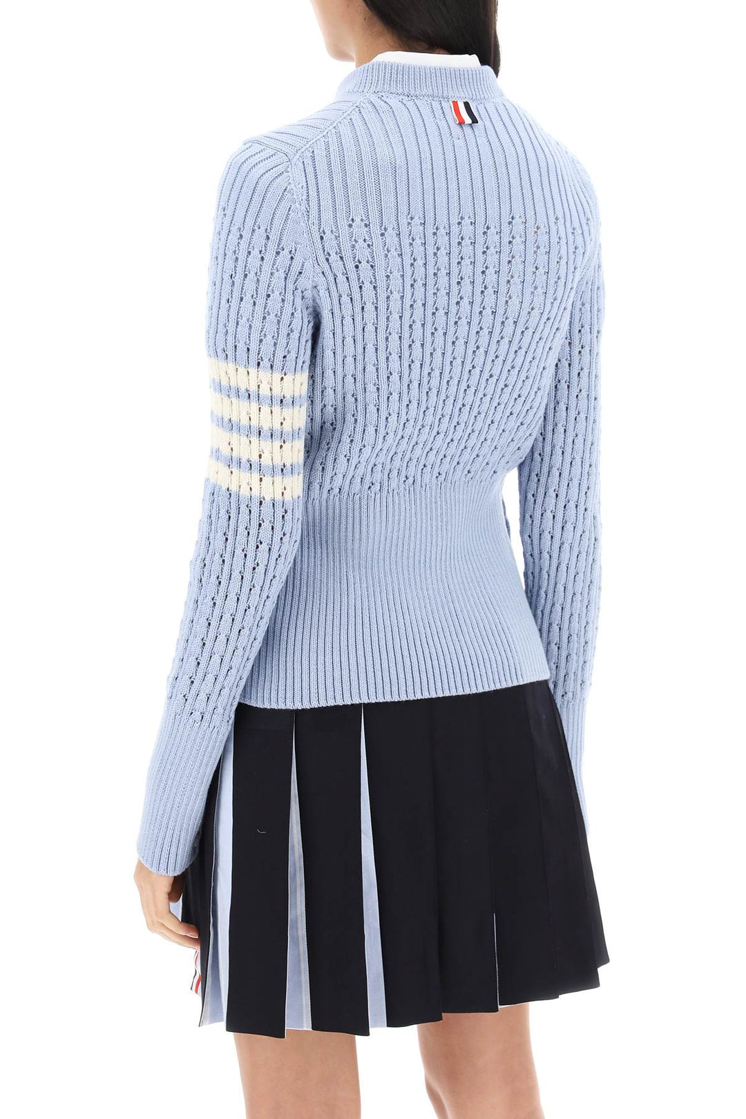 Pointelle Stitch Merino Wool 4 Bar Sweater - Thom Browne - Women