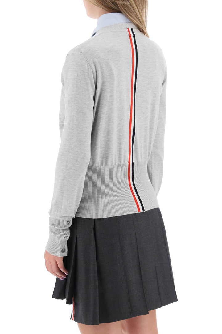 Cardigan With Tricolor Intarsia On The Back - Thom Browne - Women