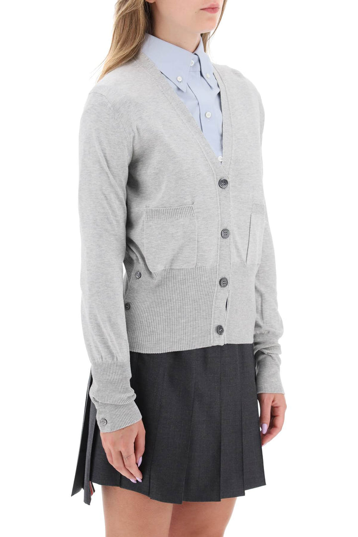 Cardigan With Tricolor Intarsia On The Back - Thom Browne - Women