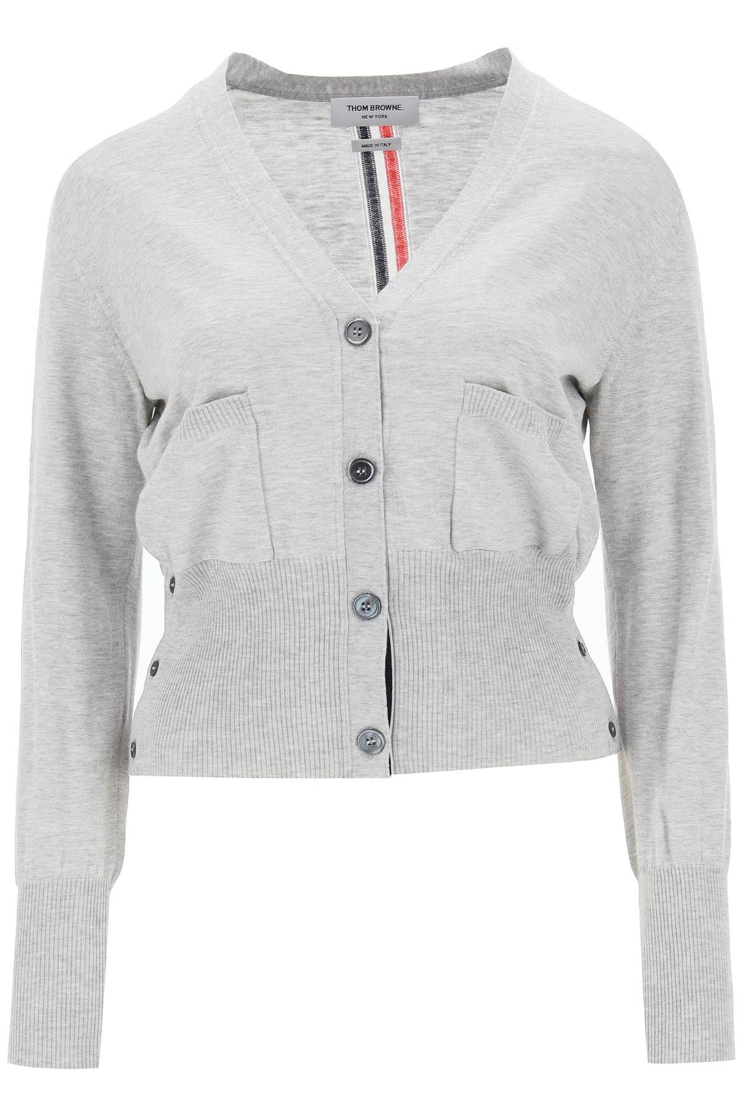 Cardigan With Tricolor Intarsia On The Back - Thom Browne - Women