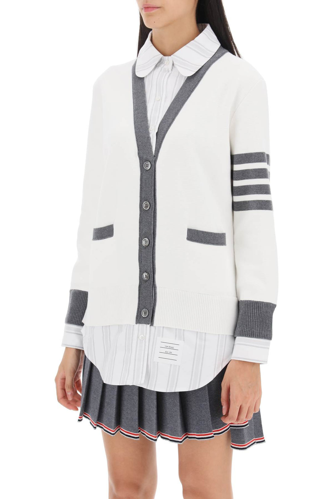 4 Bar Cotton Cardigan Shirt Combo - Thom Browne - Women