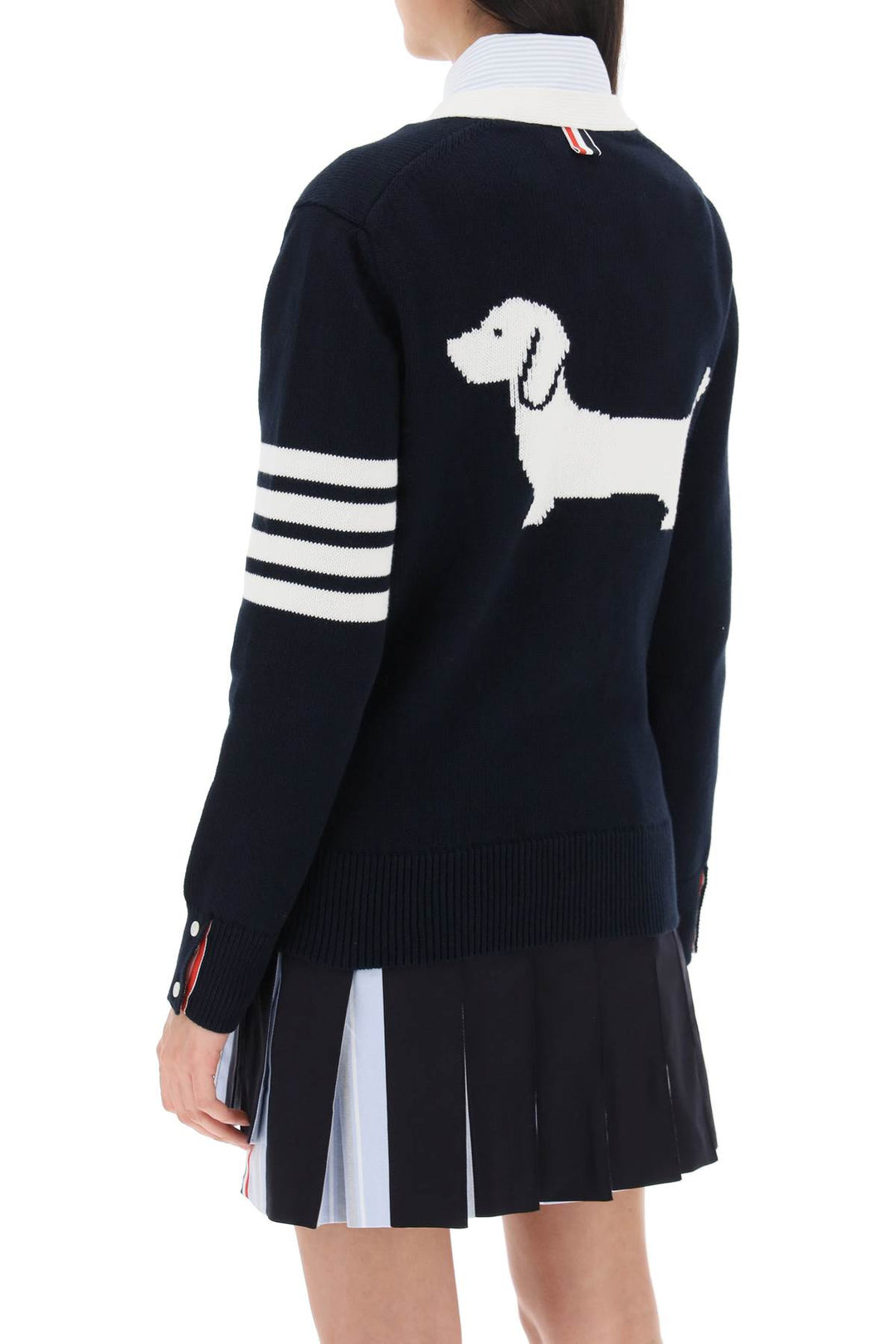 4 Bar Cardigan With Hector Intarsia - Thom Browne - Women