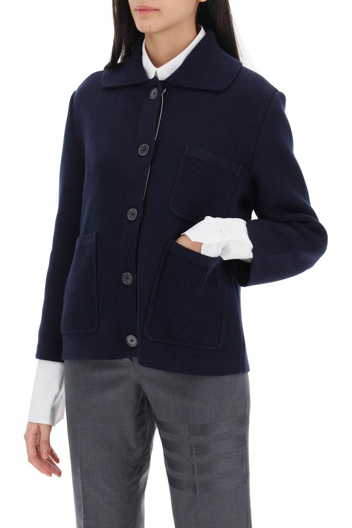 Cotton Cashmere Knit Jacket - Thom Browne - Women