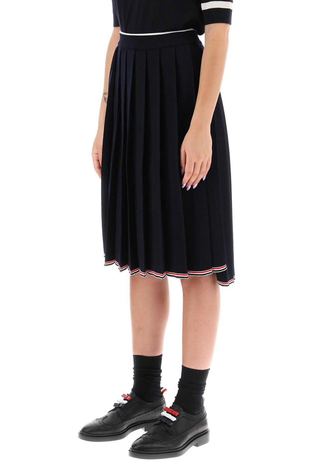 Knitted Pleated Midi Skirt - Thom Browne - Women