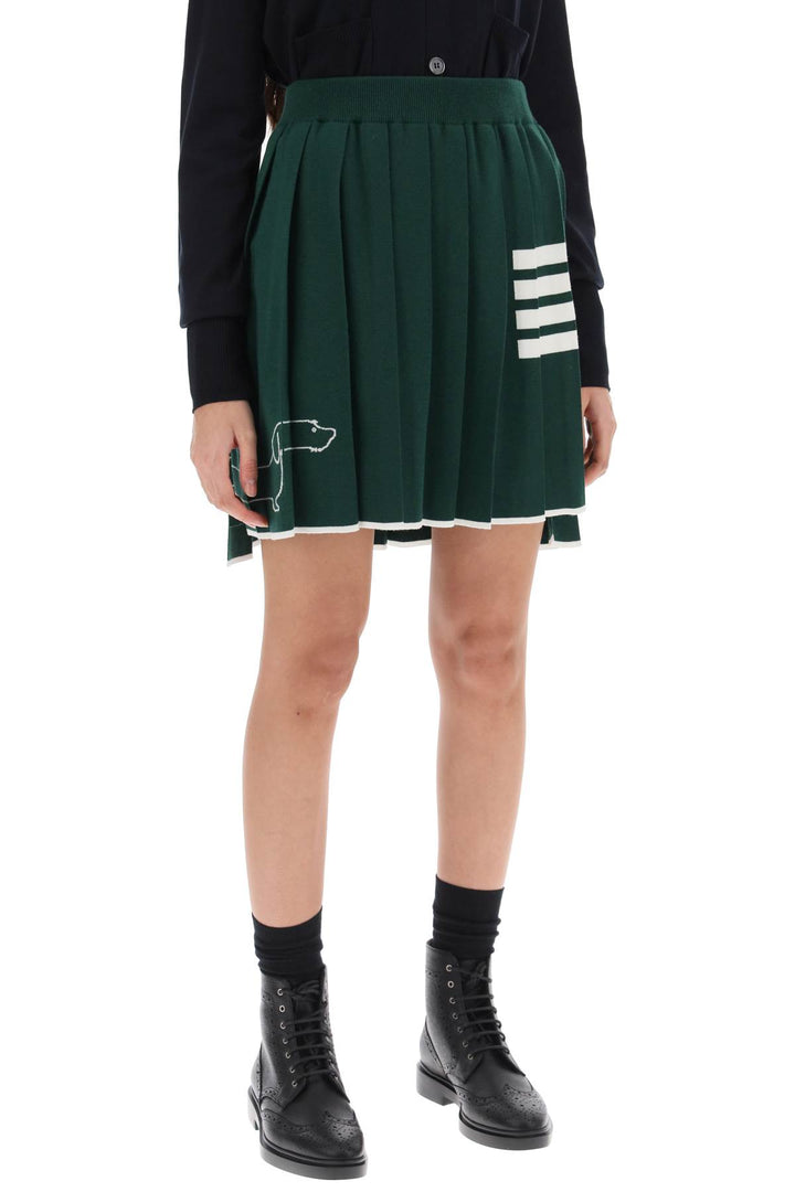 Pleated Mini Skirt With 4 Bar And Hector Motifs - Thom Browne - Women