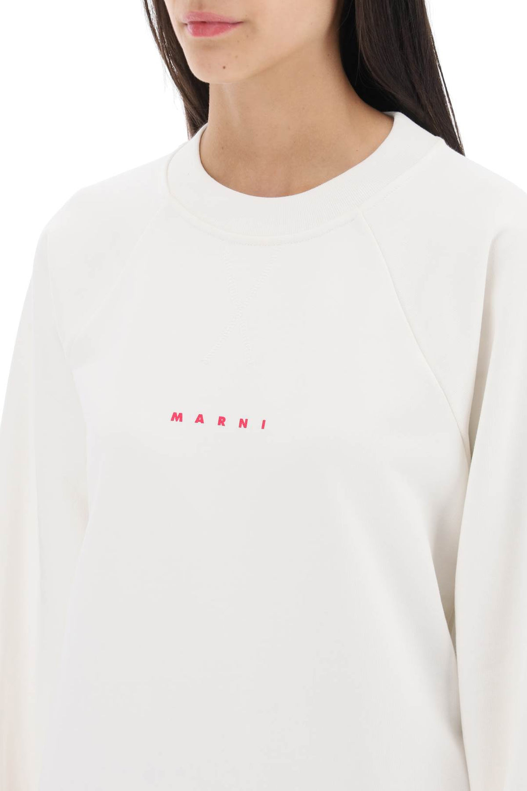 Crew Neck Sweatshirt With Logo Print - Marni - Women