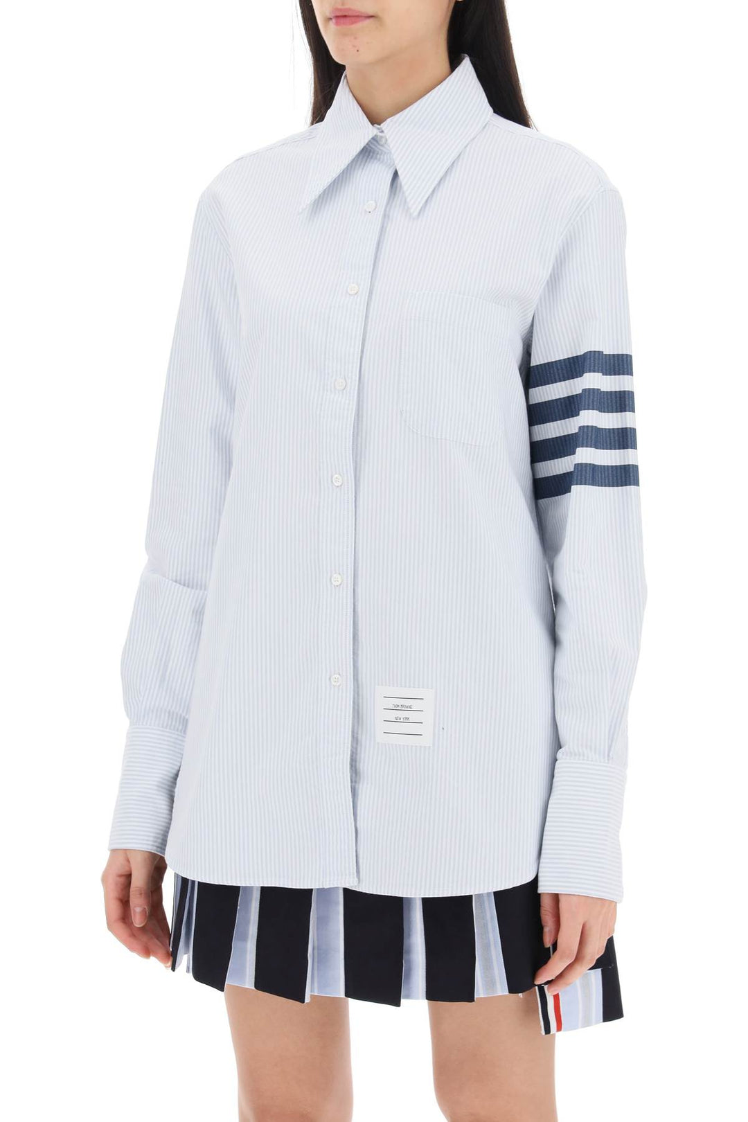 Striped Oxford Shirt With Pointed Collar - Thom Browne - Women