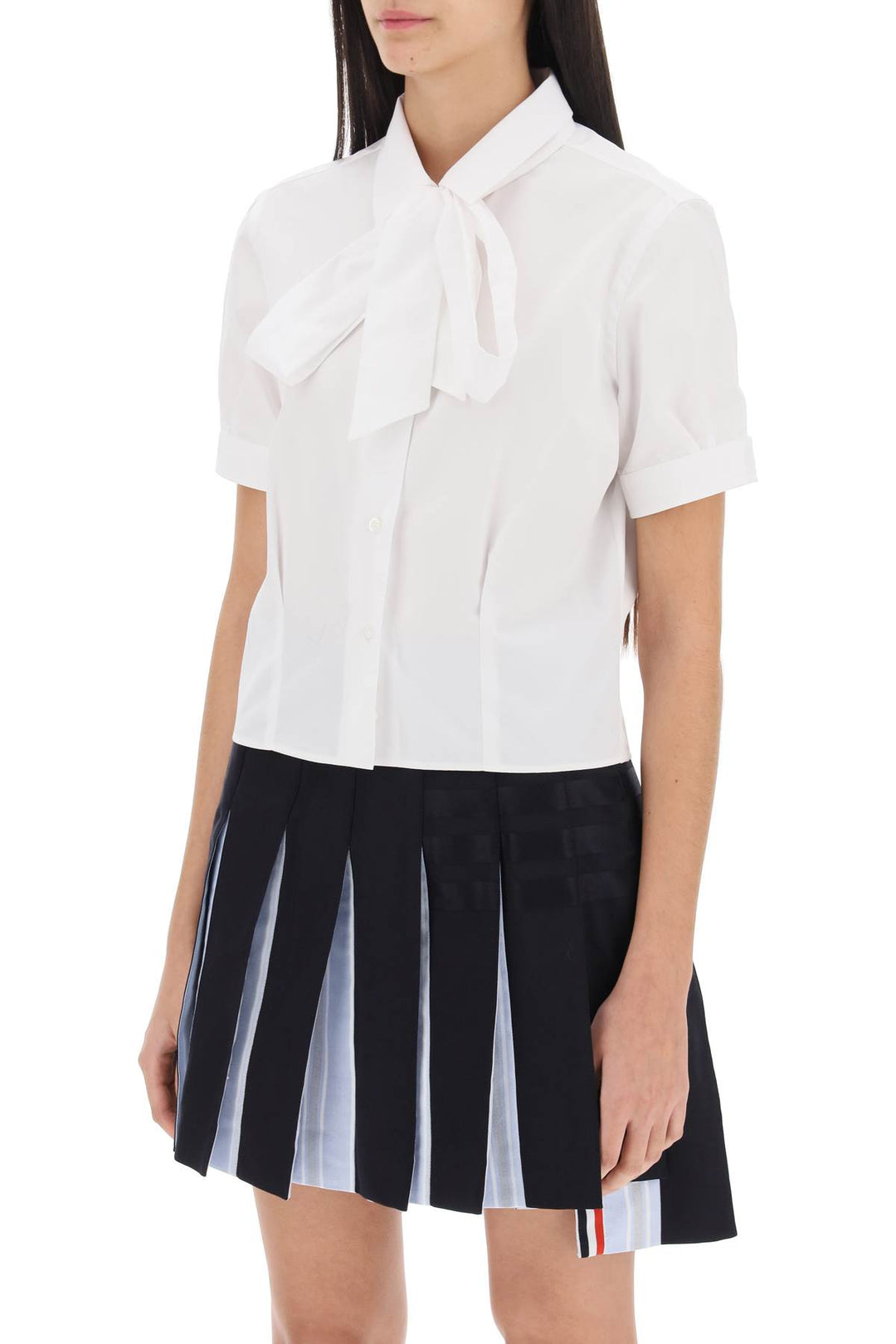 Short Sleeve Shirt With Bow - Thom Browne - Women