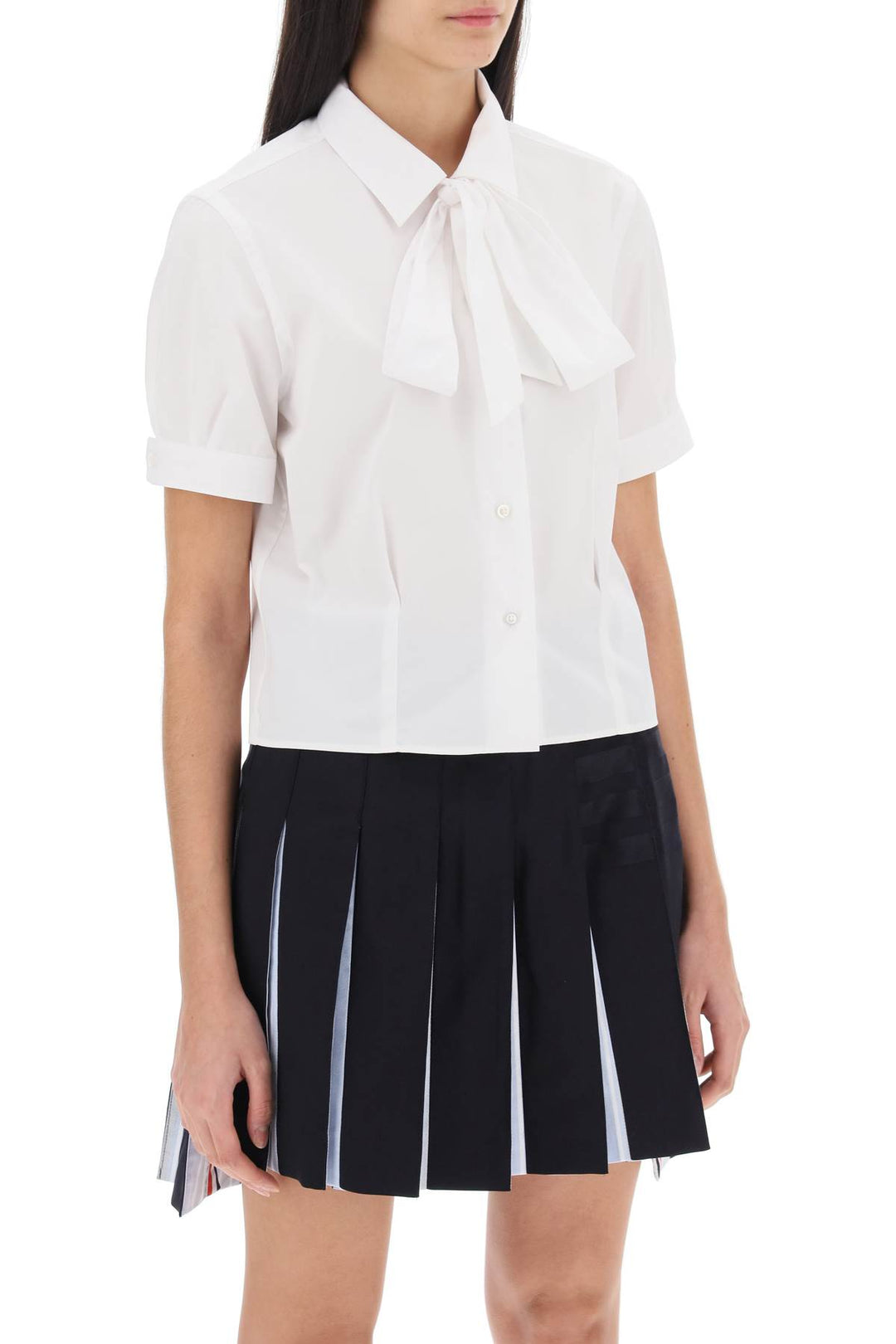 Short Sleeve Shirt With Bow - Thom Browne - Women