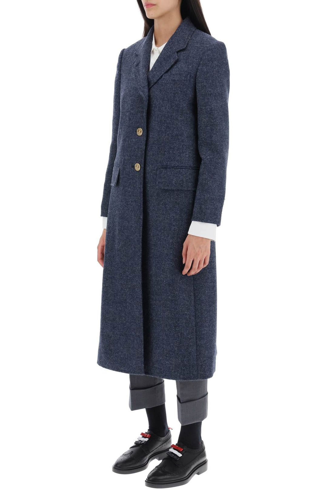 Single Breasted Coat In Wool - Thom Browne - Women