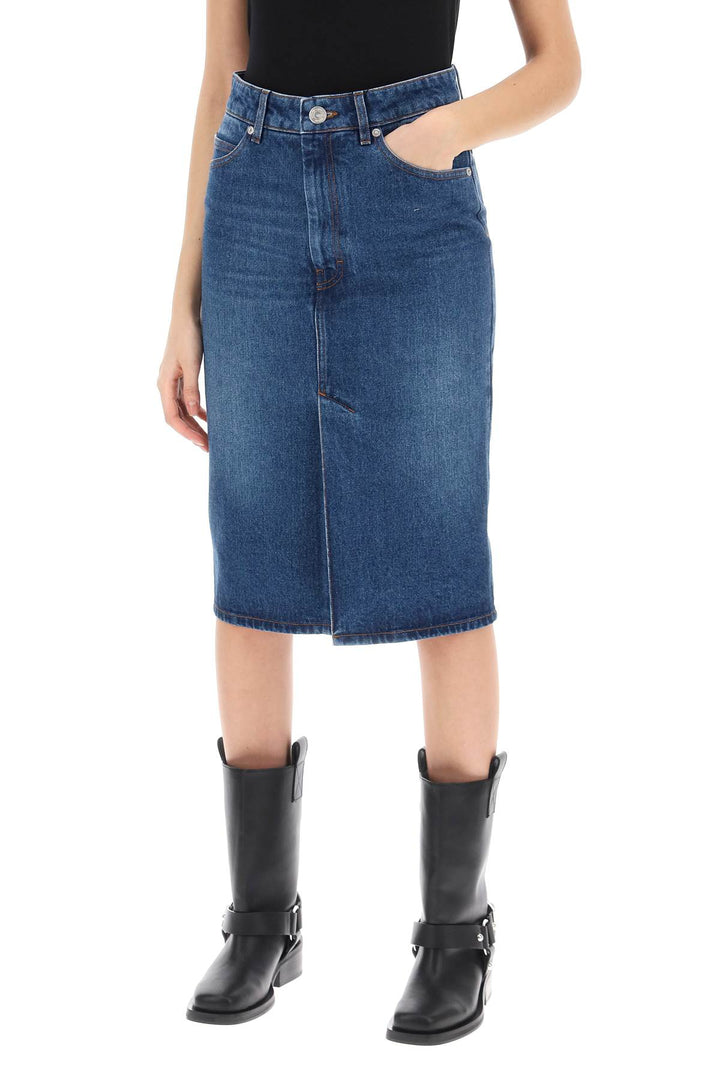 Gonna Midi In Denim - Ami Paris - Women