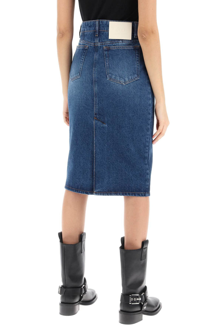 Gonna Midi In Denim - Ami Paris - Women