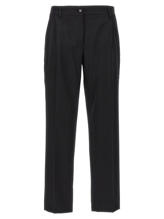 Wool Canvas Trousers Pants Black