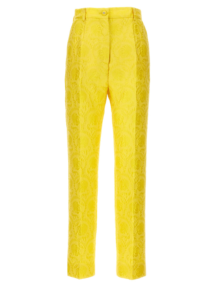 Jaquard Tailored Trousers Pants Yellow