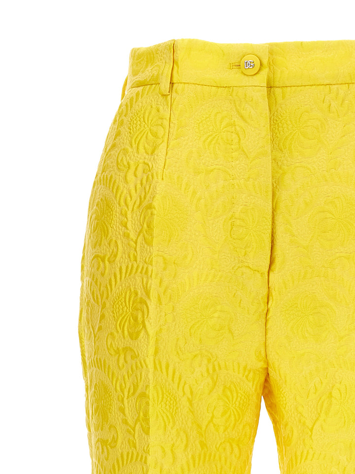 Jaquard Tailored Trousers Pants Yellow