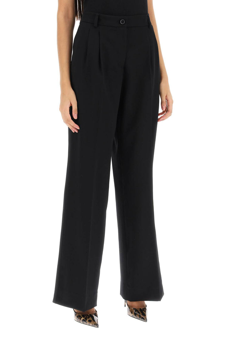 Stretch Wool Wide Leg Trousers - Dolce & Gabbana - Women