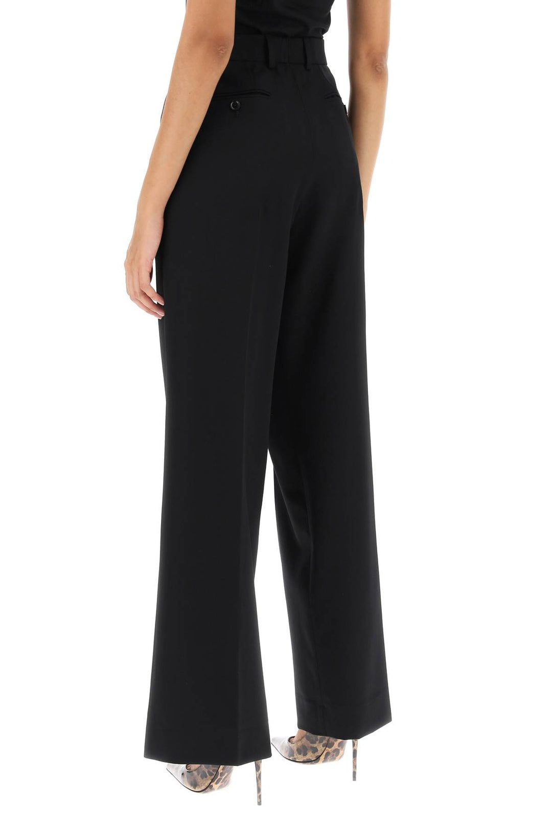 Stretch Wool Wide Leg Trousers - Dolce & Gabbana - Women