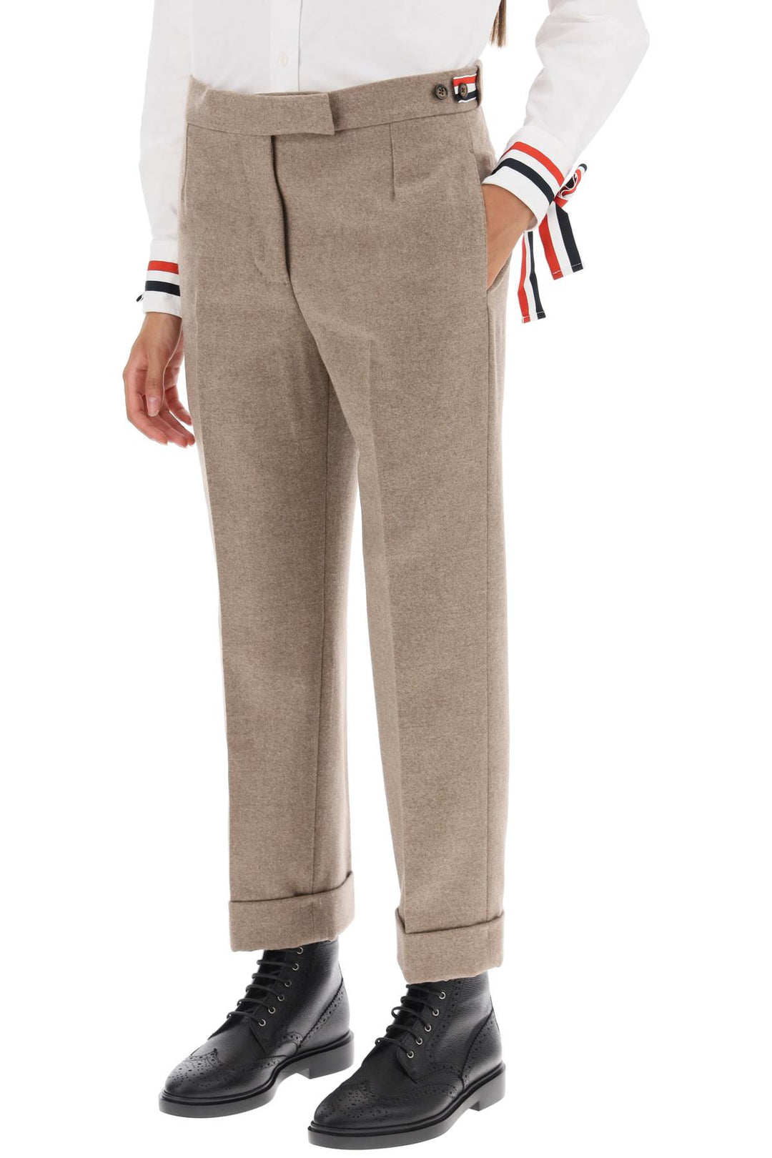 Cropped Wool Flannel Pants - Thom Browne - Women