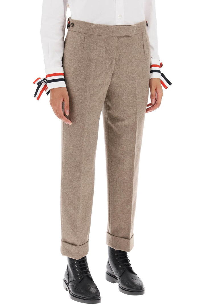 Cropped Wool Flannel Pants - Thom Browne - Women