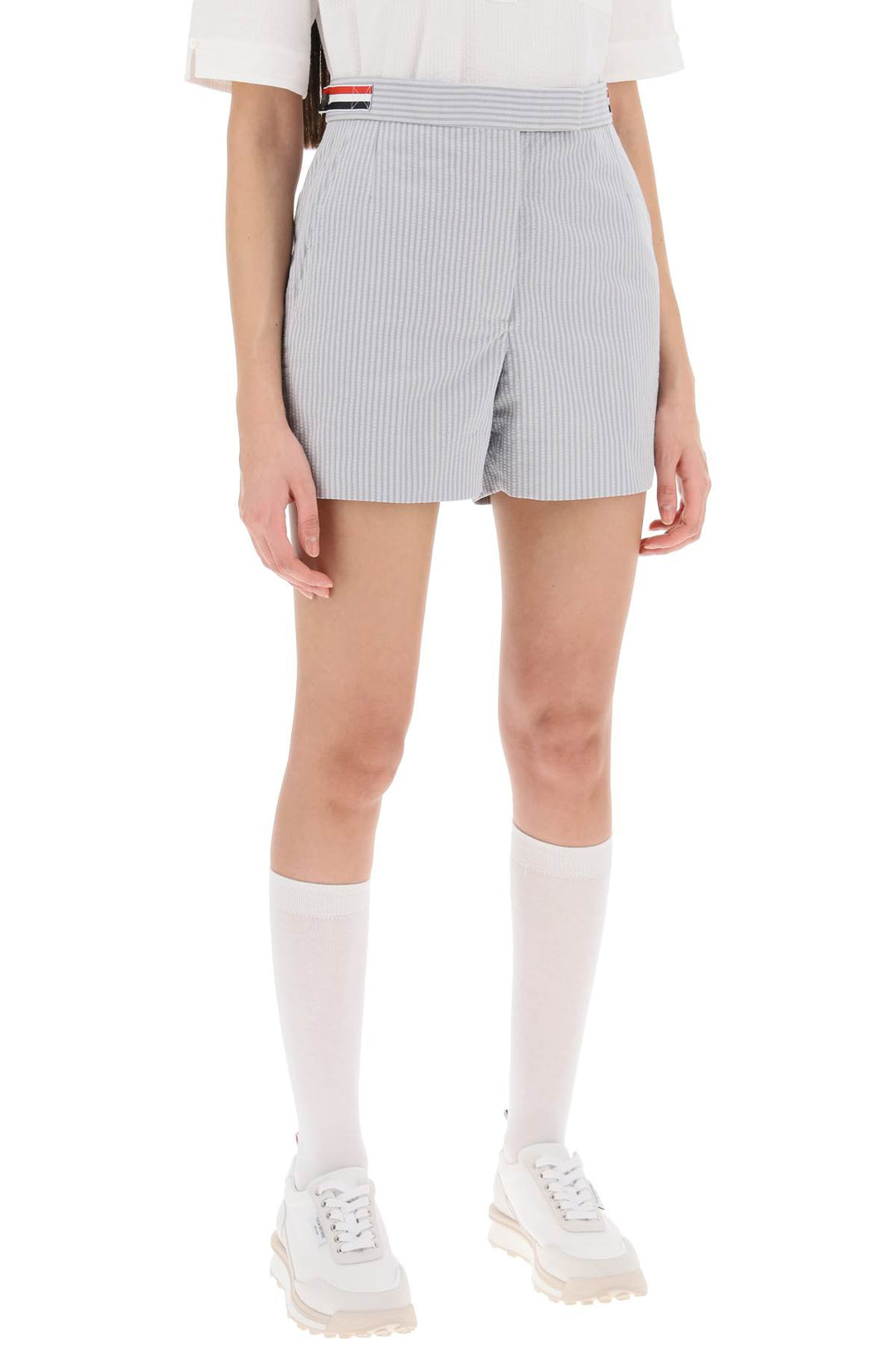 Seersucker Tailoring Shorts - Thom Browne - Women