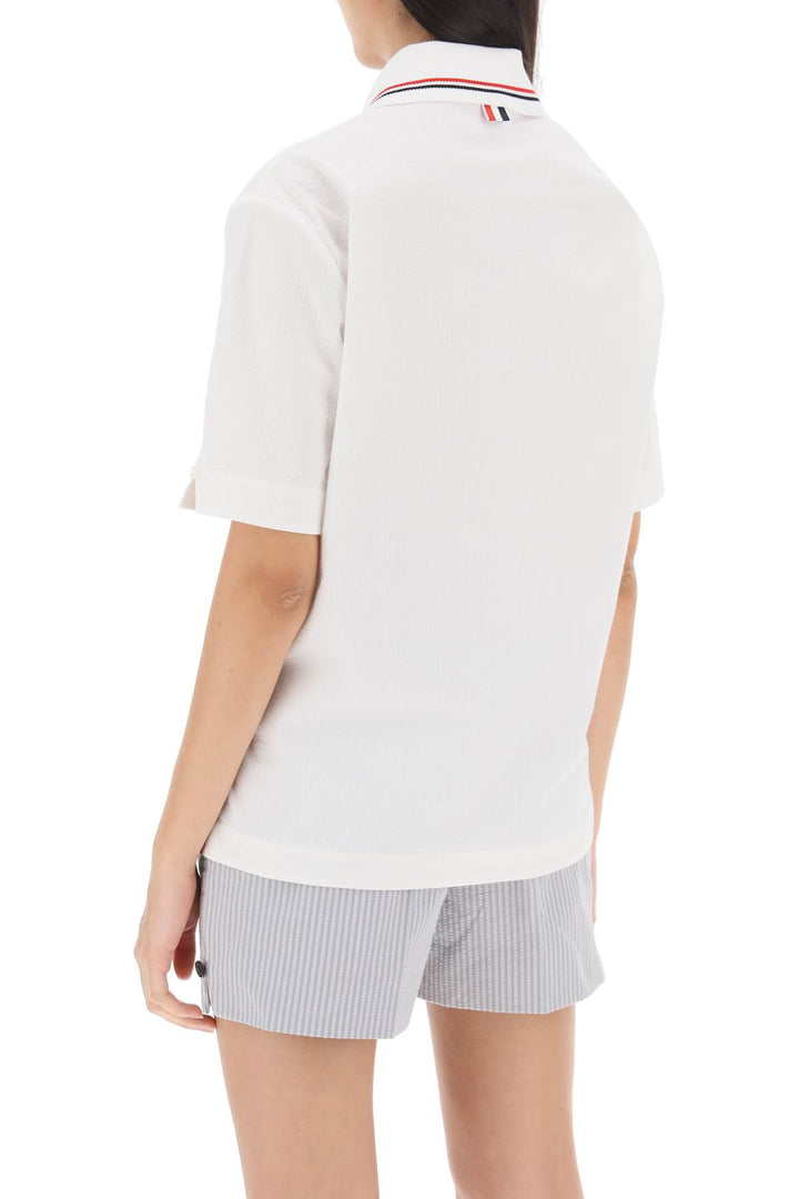 Seersucker Polo Shirt - Thom Browne - Women