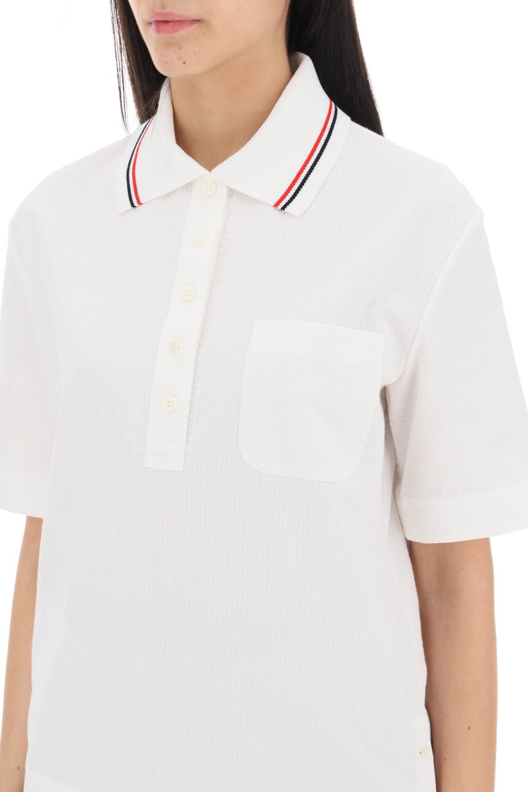 Seersucker Polo Shirt - Thom Browne - Women