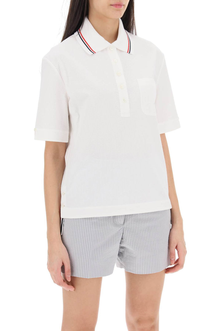 Seersucker Polo Shirt - Thom Browne - Women