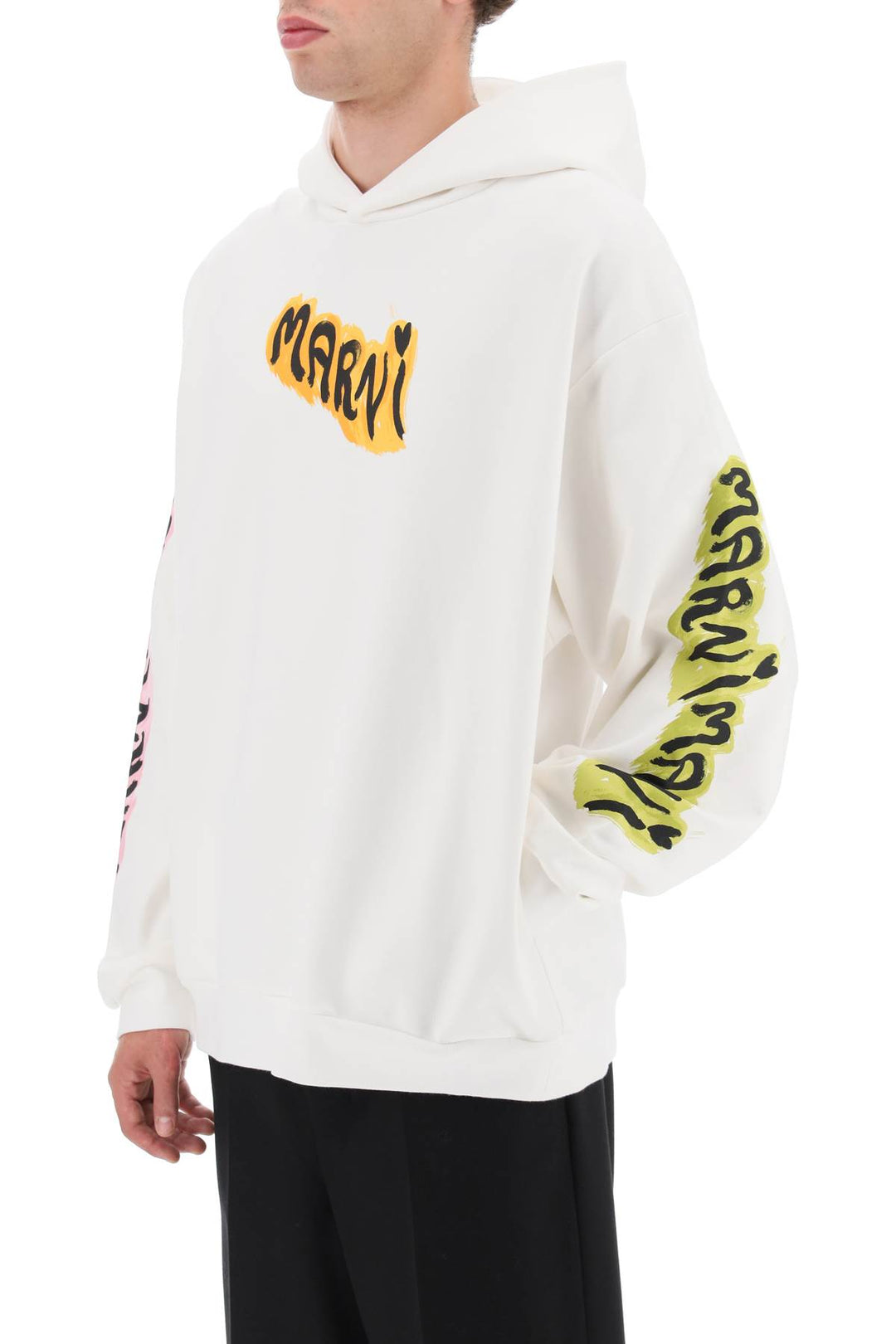 Hoodie With Graffiti Print - Marni - Men