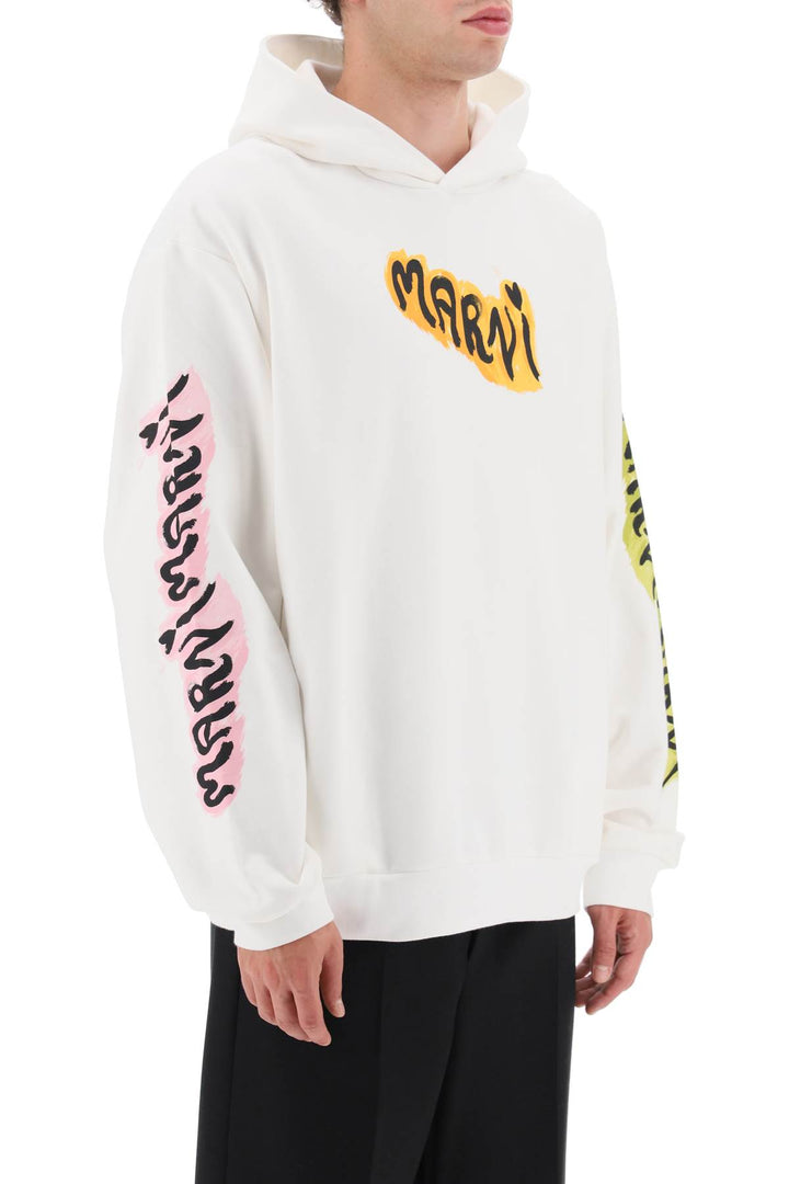 Hoodie With Graffiti Print - Marni - Men