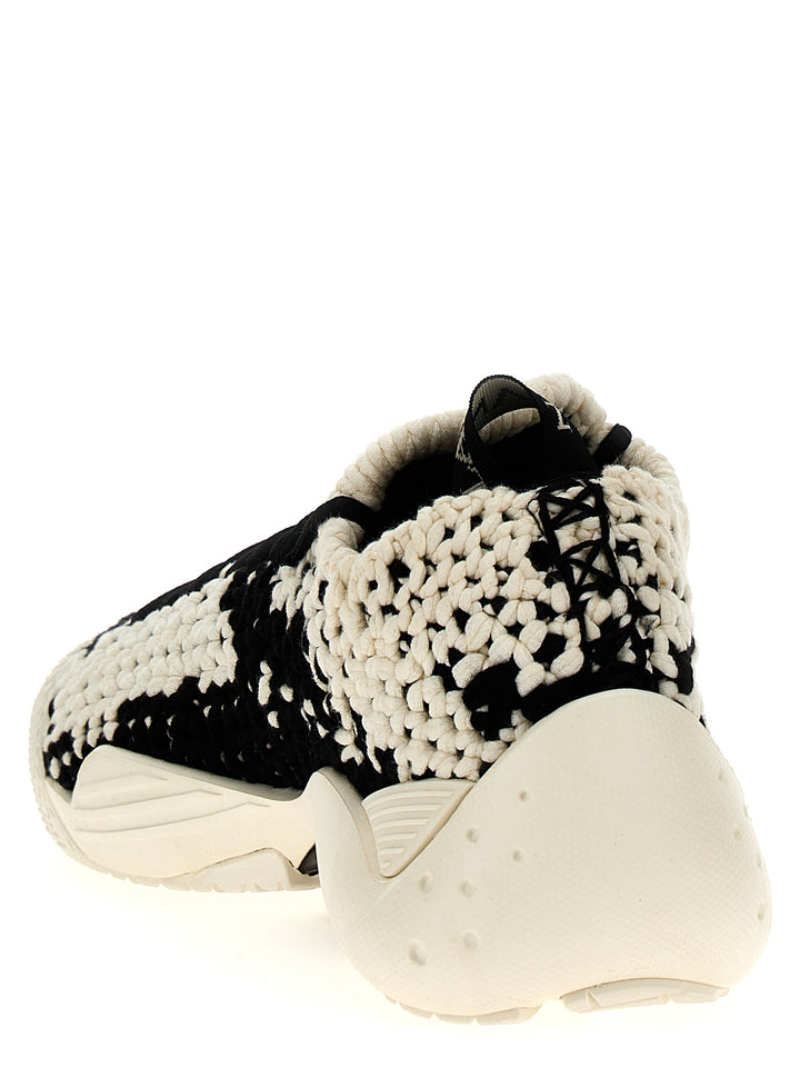 Cotton Flash-Knit Sneakers White/Black