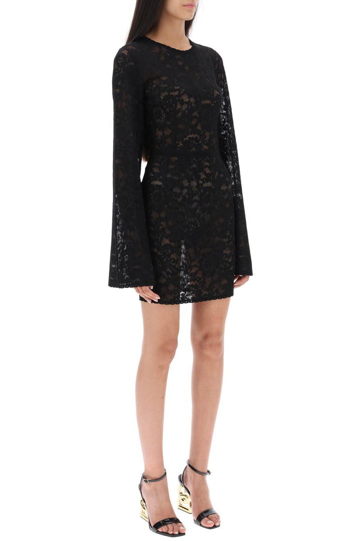 Mini Dress In Floral Openwork Knit - Dolce & Gabbana - Women