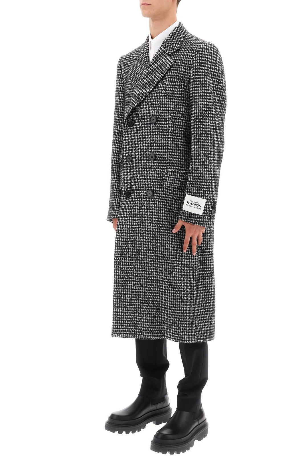 Re Edition Coat In Houndstooth Wool - Dolce & Gabbana - Men