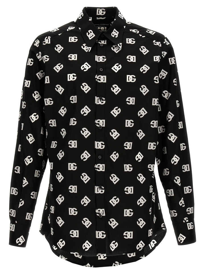 Logo Print Shirt Shirt, Blouse White/Black