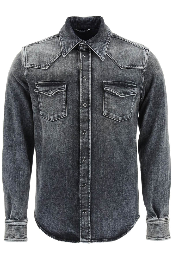 Western Shirt In Stretch Denim - Dolce & Gabbana - Men