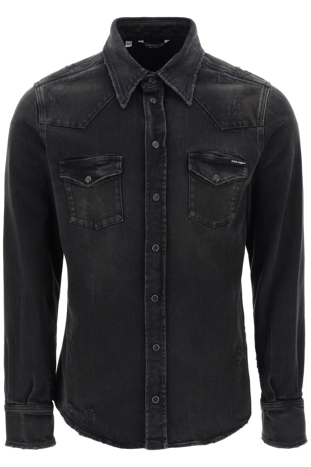 Distressed Denim Western Shirt - Dolce & Gabbana - Men