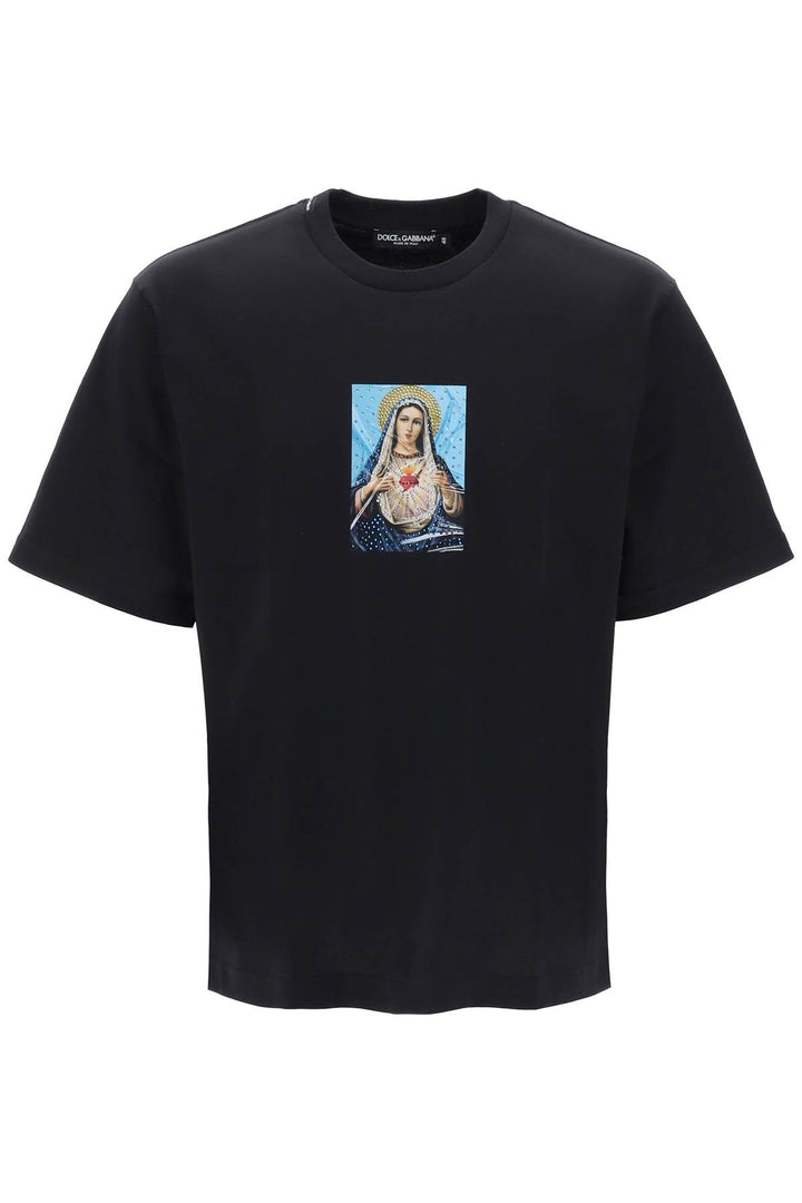 Printed T Shirt With Rhinestones - Dolce & Gabbana - Men