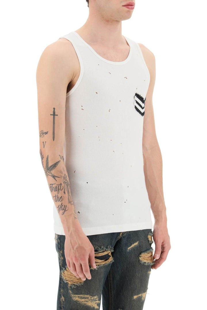 Distressed Rib Tank Top With Patch - Dolce & Gabbana - Men