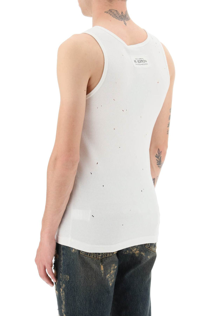 Distressed Rib Tank Top With Patch - Dolce & Gabbana - Men