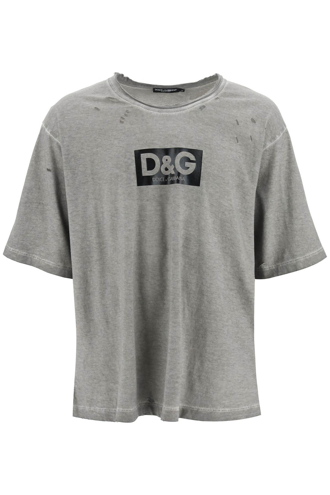 Washed Cotton T Shirt With Destroyed Detailing - Dolce & Gabbana - Men