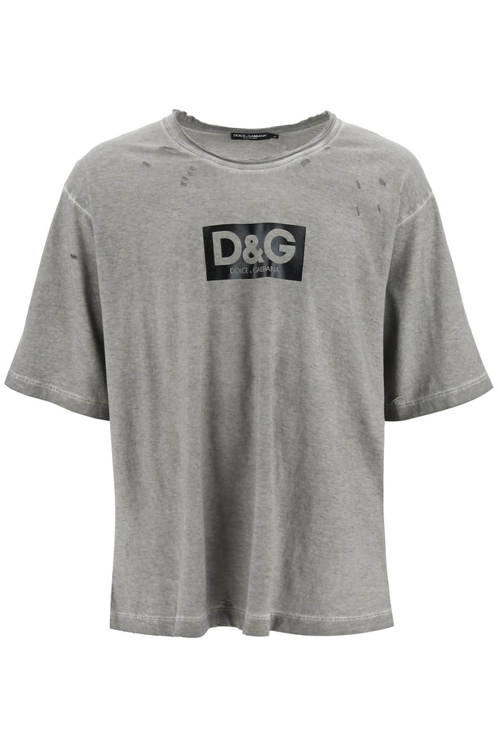 Washed Cotton T Shirt With Destroyed Detailing - Dolce & Gabbana - Men