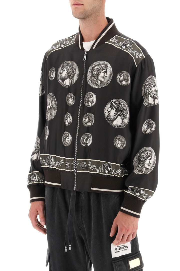 Silk Bomber Jacket With Monete Pattern - Dolce & Gabbana - Men