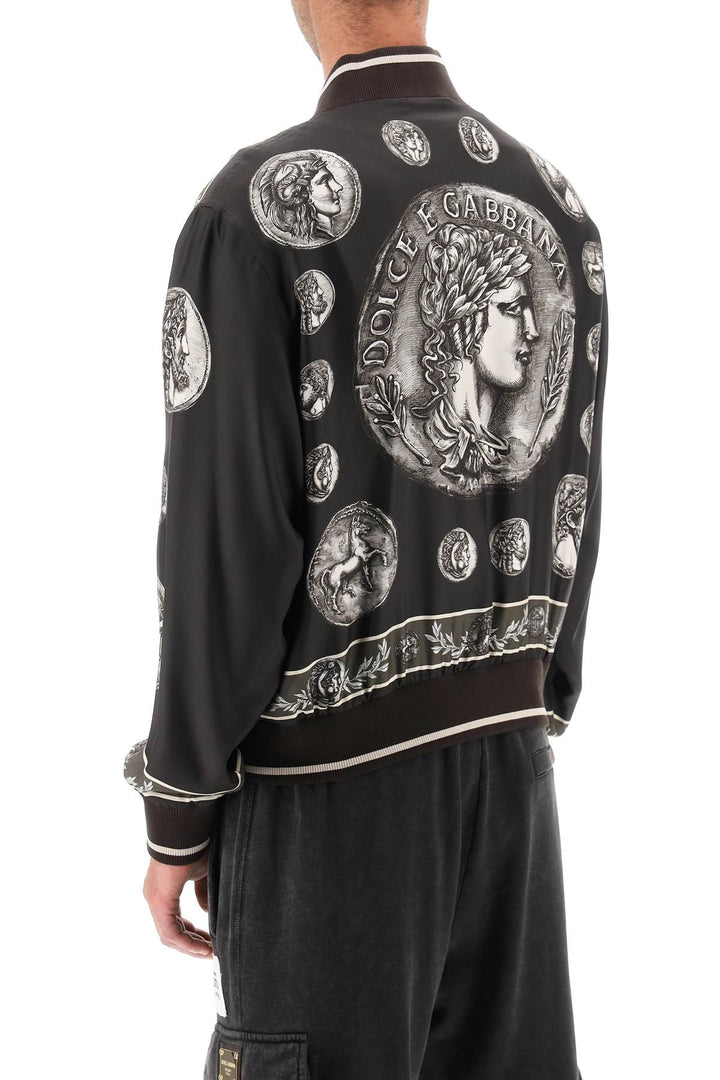 Silk Bomber Jacket With Monete Pattern - Dolce & Gabbana - Men