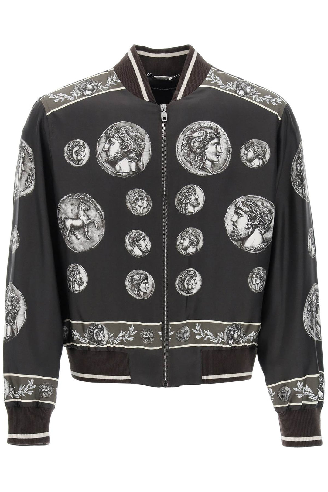 Silk Bomber Jacket With Monete Pattern - Dolce & Gabbana - Men