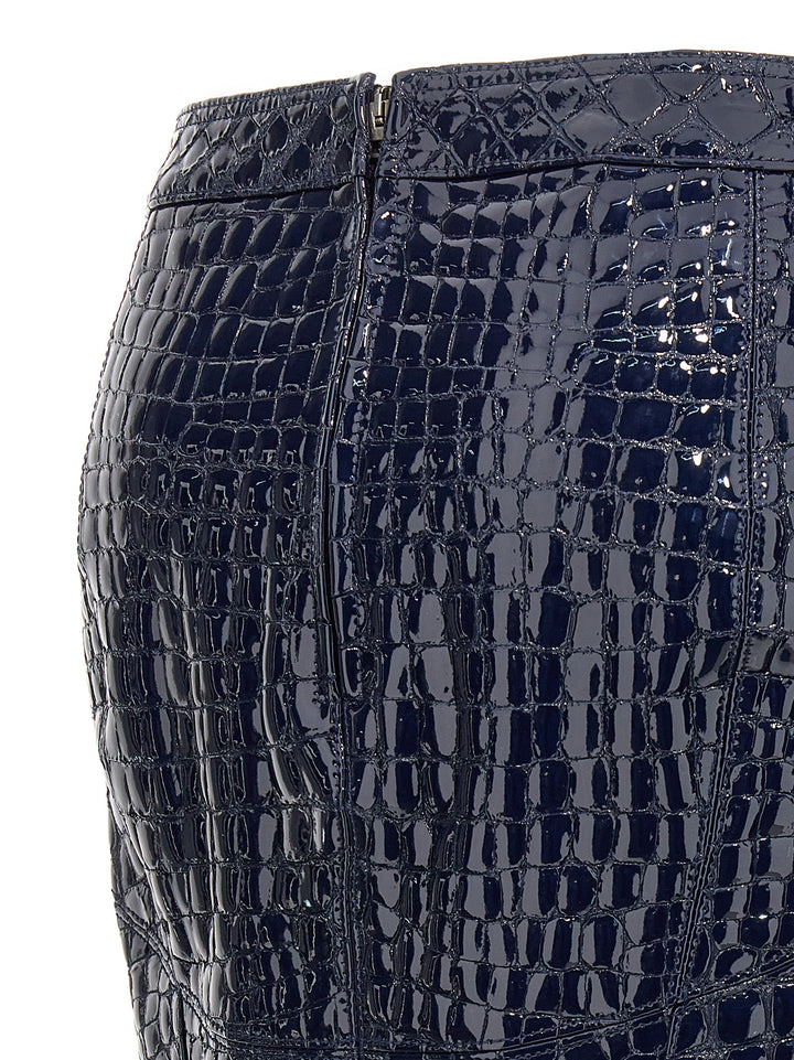 Tom Ford Croc Print Skirt Skirts - Blue | 17cb49f9e2ecebe0e286fb76674e26a8a4b4680d