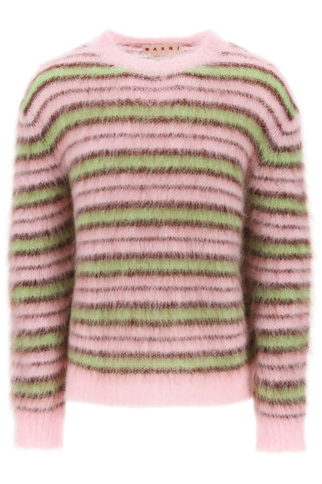 Sweater In Brushed Mohair With Striped Motif - Marni - Men