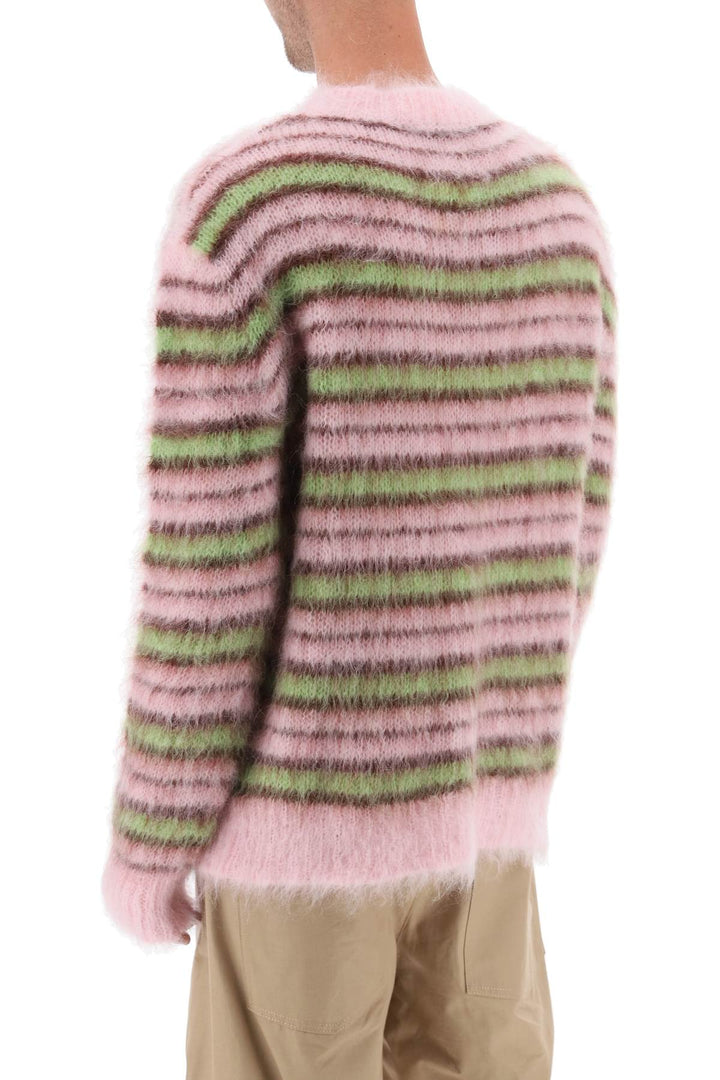 Sweater In Brushed Mohair With Striped Motif - Marni - Men