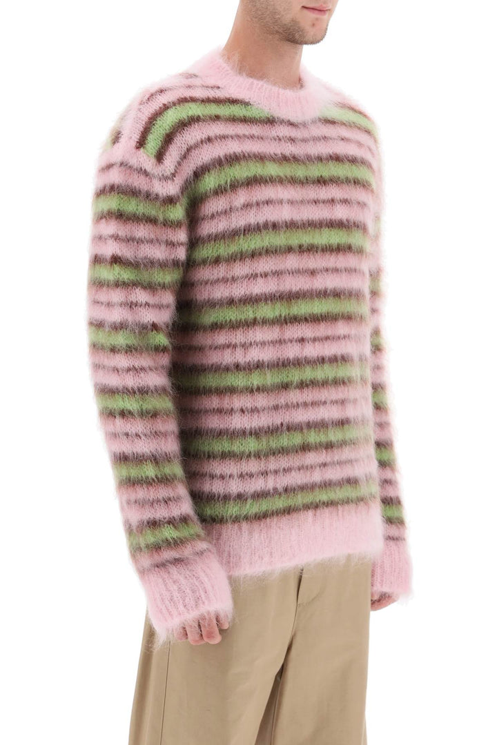 Sweater In Brushed Mohair With Striped Motif - Marni - Men