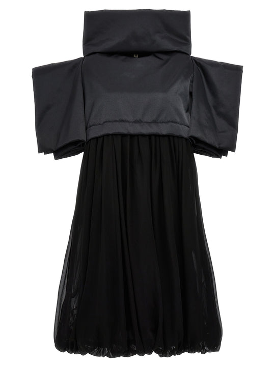 Two-Material Dress Dresses Black