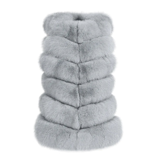Roxanne Light Grey Fox Fur Vest